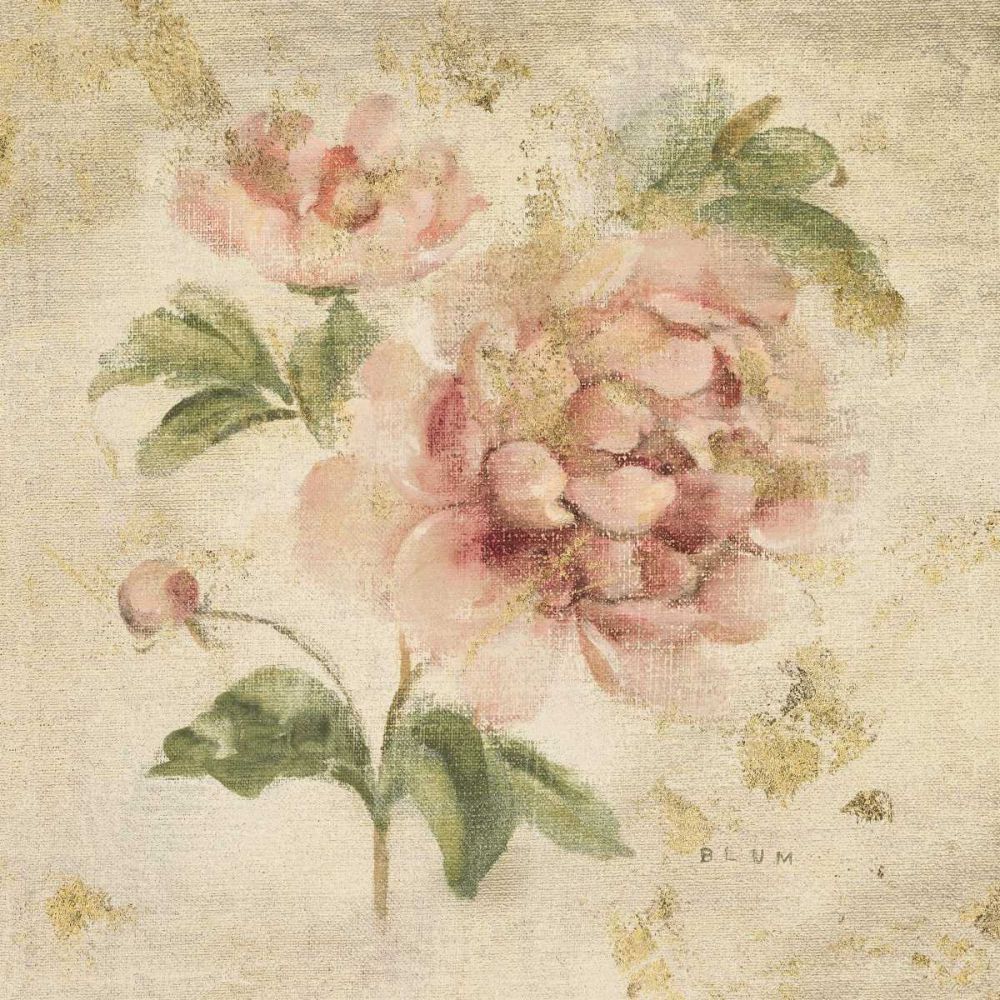 Coral Rose on Antique Linen Light Gold