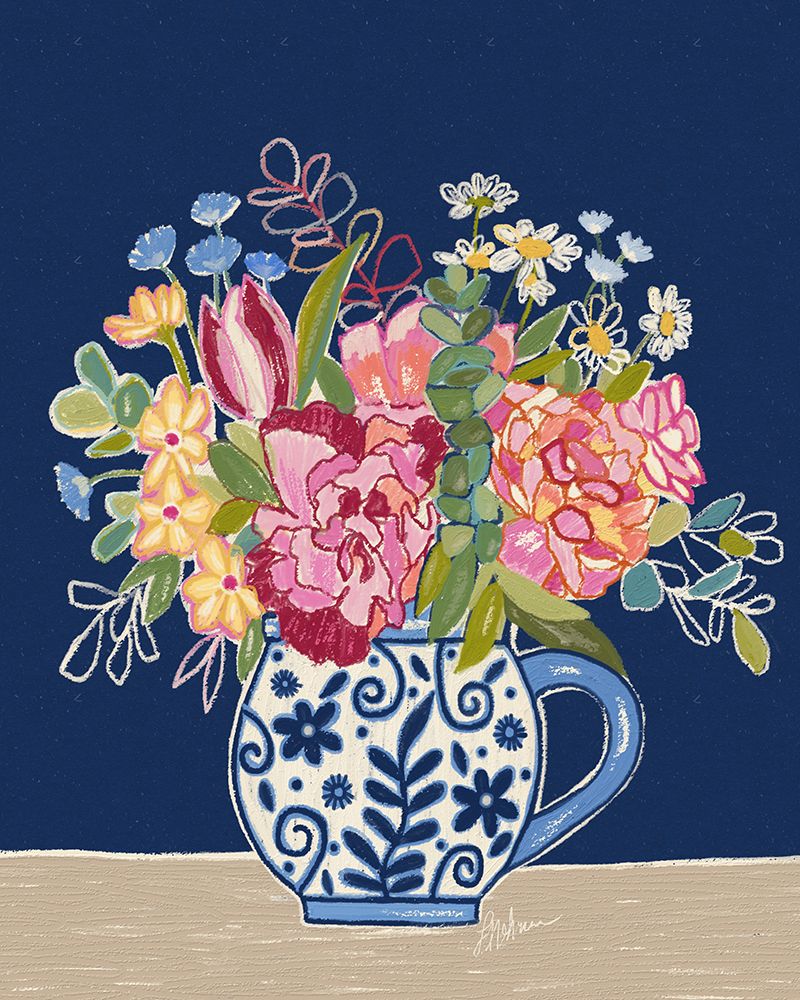 Navy Floral in Vase