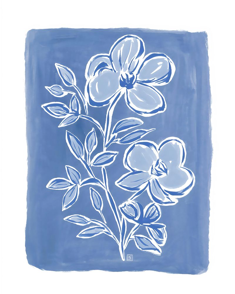 Blue Floral Sketch 1