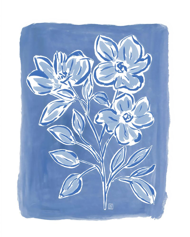 Blue Floral Sketch 2