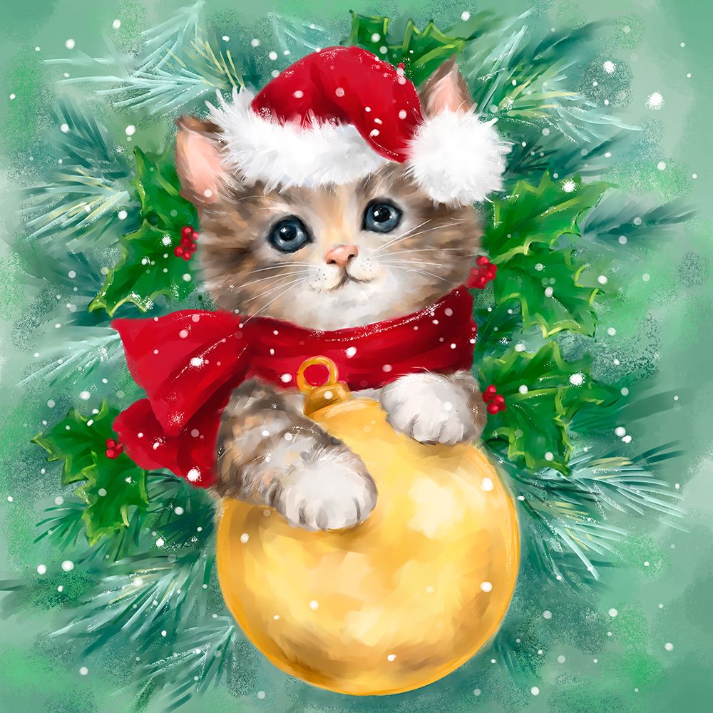 Christmas Cat with Bauble