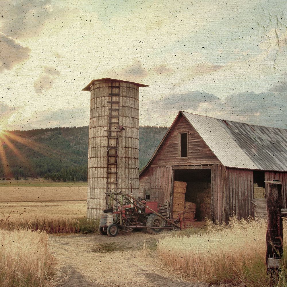 Textured Barn And Sunset