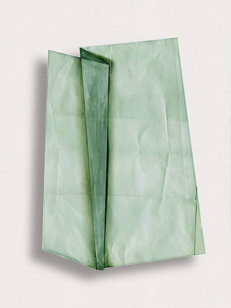 Folded Green Paper Bag