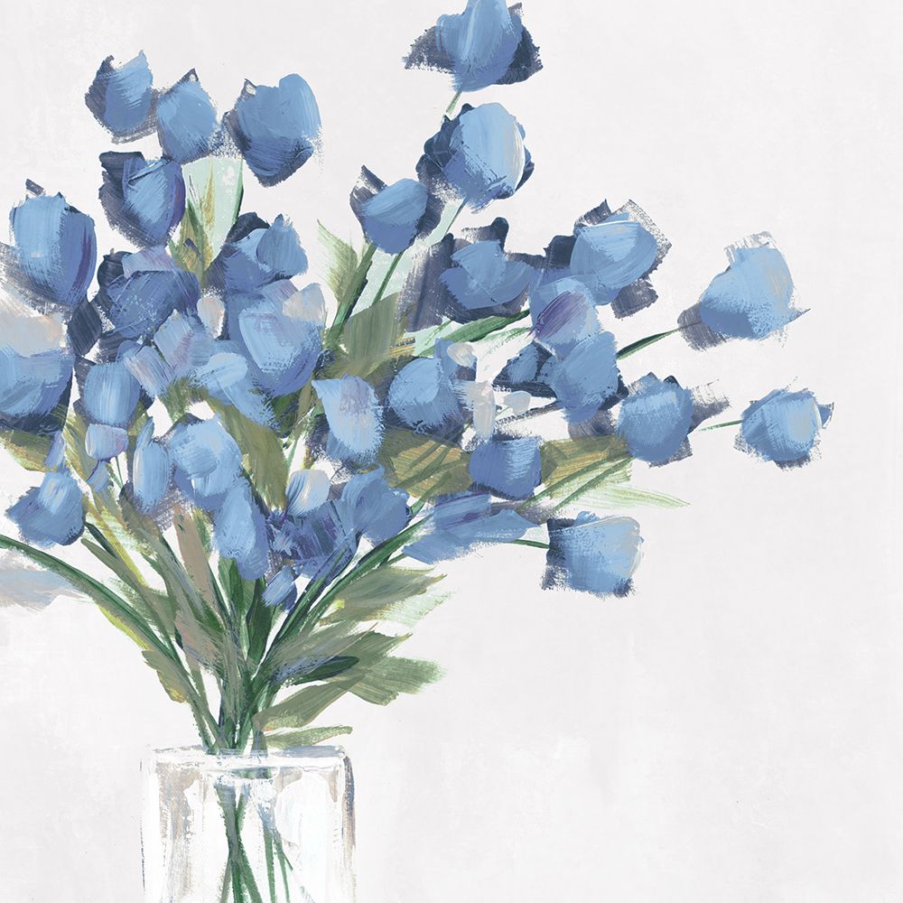 Blue Blooms in Glass Vase