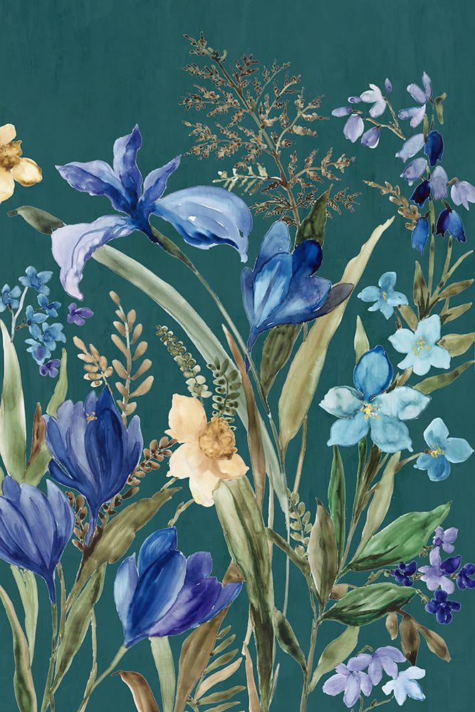 Blossoms Against Teal Sky I