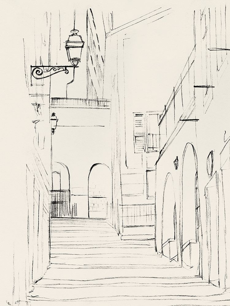 Quiet Alley with Arched Doorways