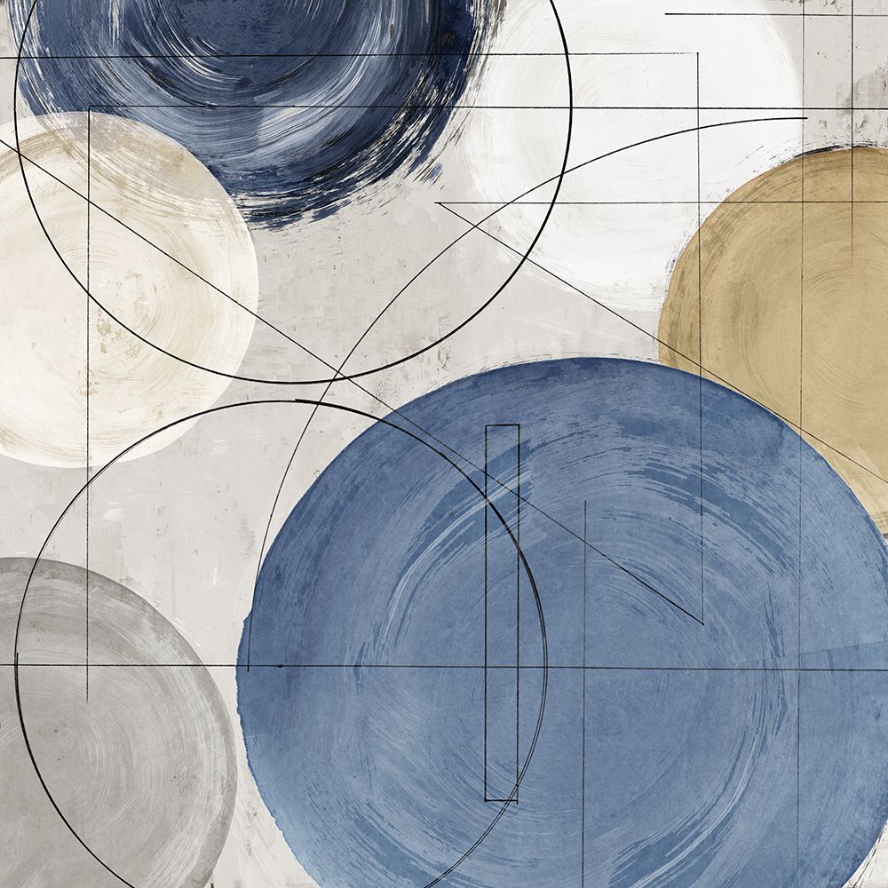 Geometric Harmony in Blue and Gold I