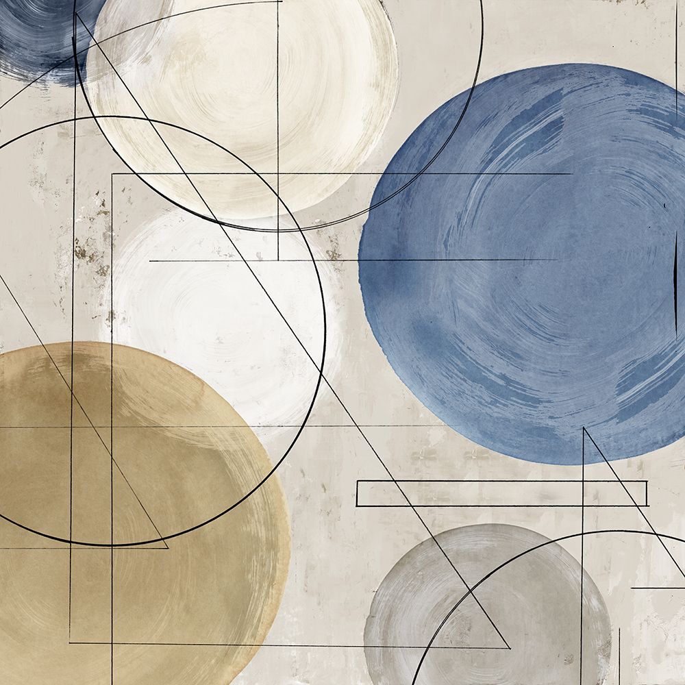 Geometric Harmony in Blue and Gold II