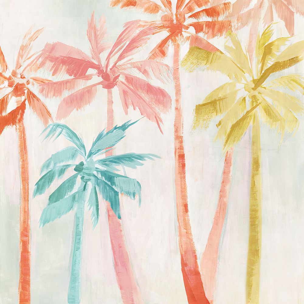 Colorful Palms Against Soft Sky