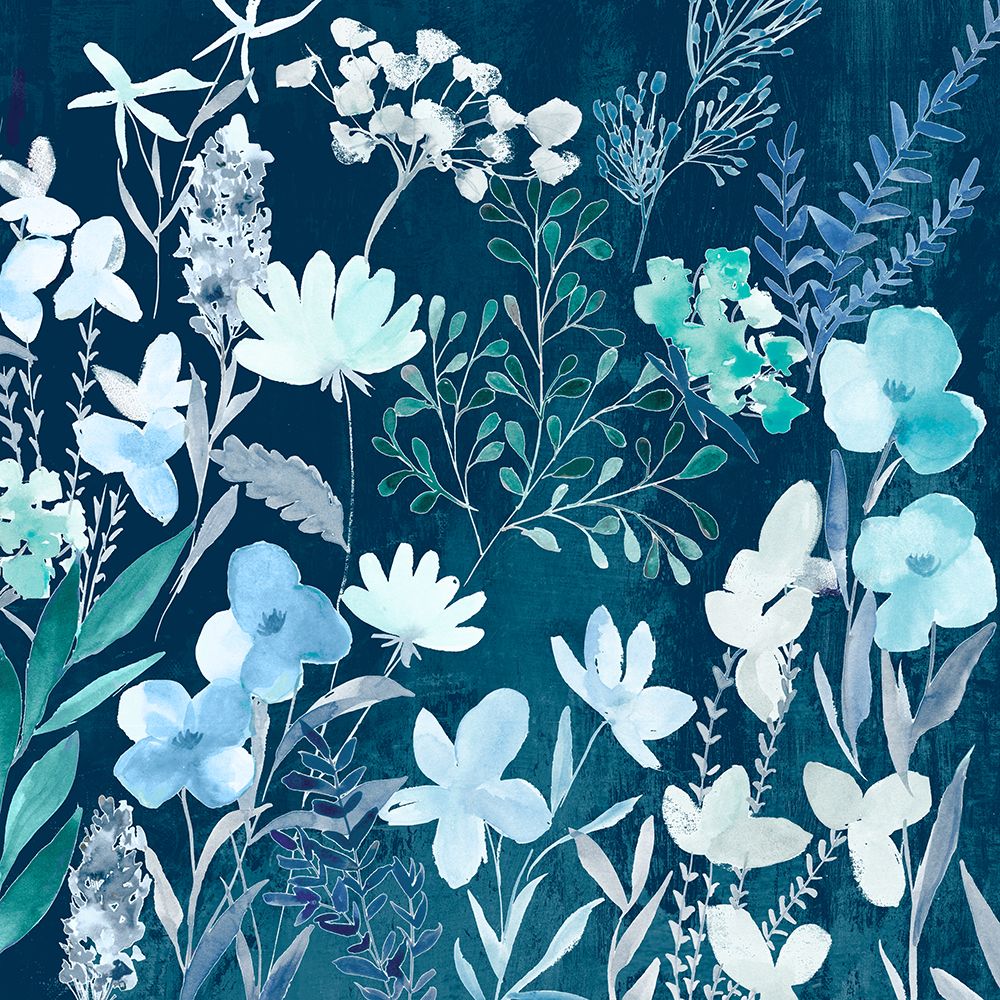 Floral Symphony in Blue Hues II