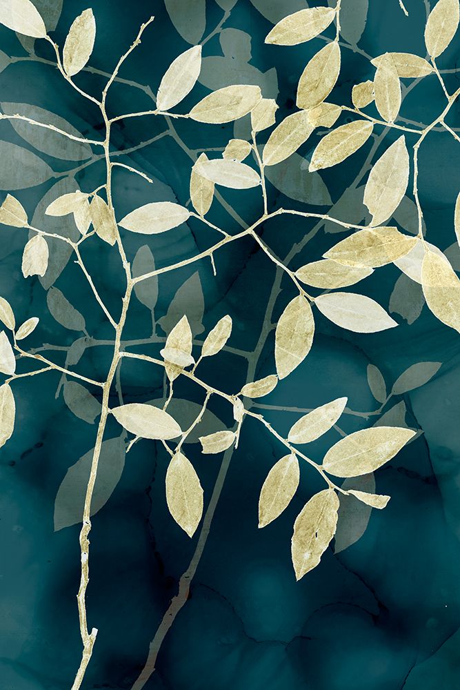Leaves Against Deep Blue Background