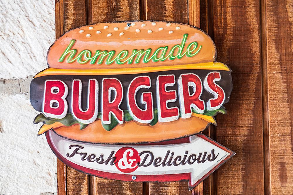 Bandera-Texas-USA-Sign for homemade burgers in the Texas Hill Country