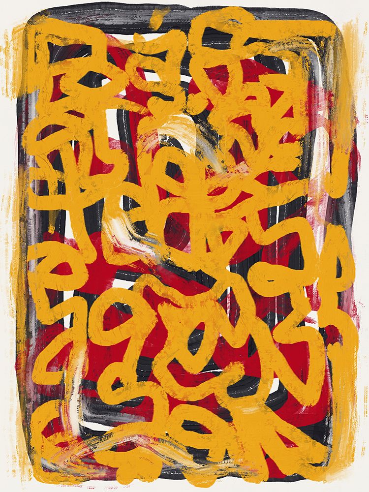 Yellow dotted line art abstract