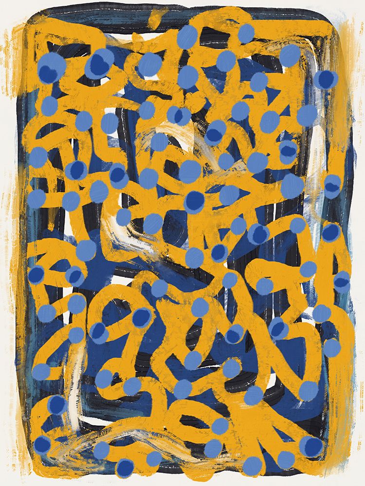 Line art abstract blue polka dot