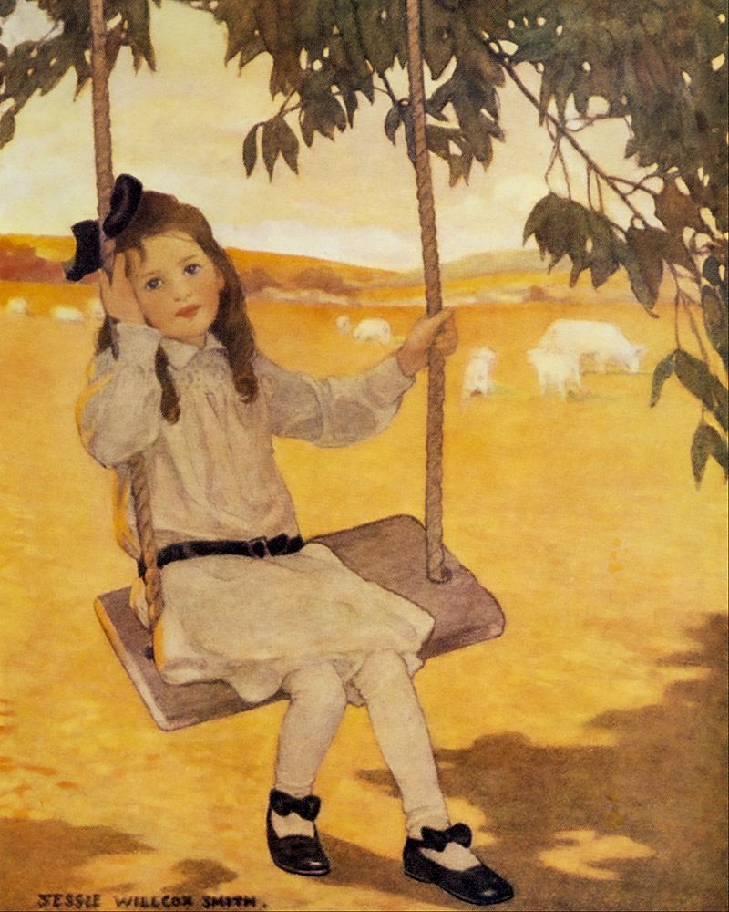 A Childs Book of Old Verses 1910 - On the Swing