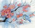 Spring Cherry Blossoms - Bluebird Art Print