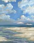 Umbrella Beachscape - White Art Print