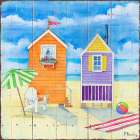 Beach Huts Square I Art Print