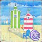 Beach Huts Square II Art Print