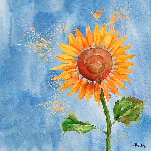 Arianna Sunflowers III - Sky Blue Art Print