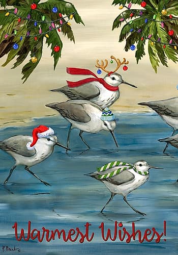 Holiday Sandpipers Oil - Vertical Coastal Print