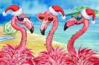 Holiday Flamingo Girlfriends Horizontal Art Print