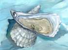 Oyster Close Up VIII - Aqua Art Print