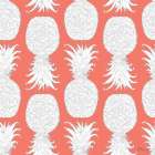 White Pineapple Repeat II - Coral Art Print