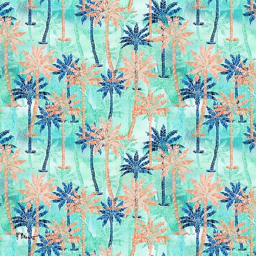 Melrose Palms - Aqua Tropical Print
