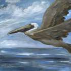 Updraft Brown Pelican Art Print