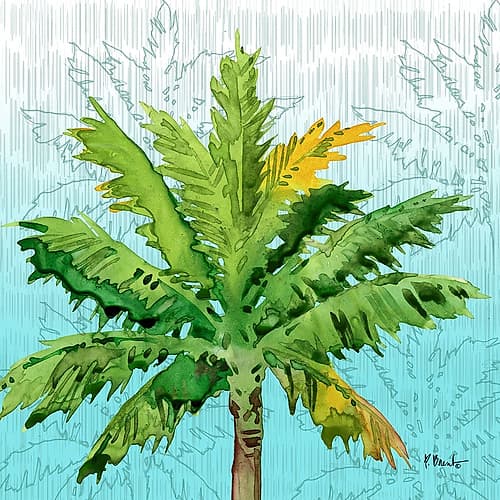 Hilo Palms I - Blue Coastal Print
