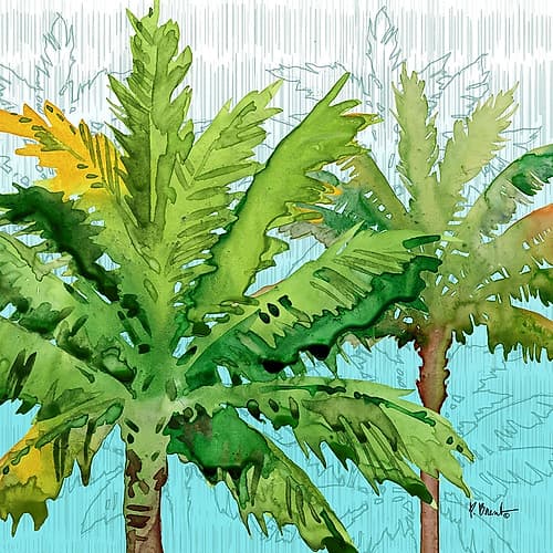 Hilo Palms III - Blue Coastal Print
