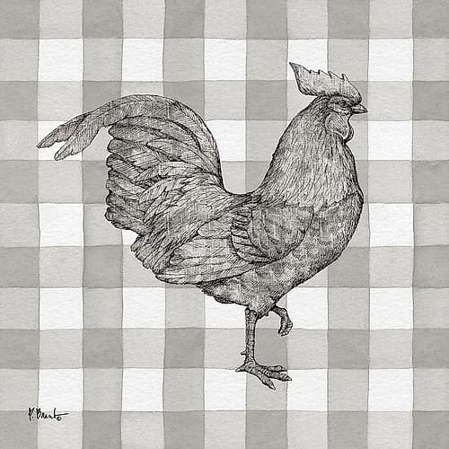 Lined Rooster I Art Print