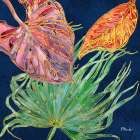 Spectrum Palm Fronds I - Navy Coastal Print