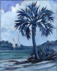 Impressions of Palms Indigo - Bayside II Art Print