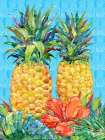 Kona Pineapple and Hibiscus Vertical Art Print