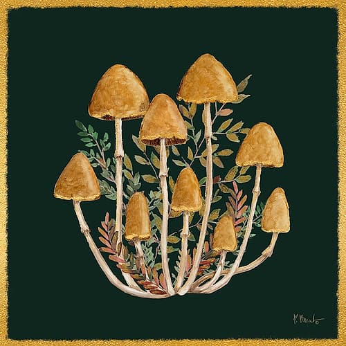 Gilded Mushrooms III Art Print