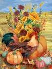 Autumn Floral Rooster Vertical Art Print