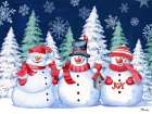 Holiday Icy Snowman Horizontal II - Navy Art Print