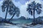 Impressions of Palms Indigo Horizontal Art Print