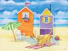Beach Hut Pup Art Print