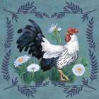 Ferns and Roosters I Art Print