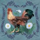 Ferns and Roosters II Art Print