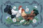 Ferns and Roosters Horizontal Art Print