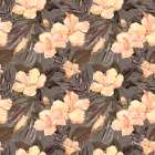Hibiscus Bunch Repeat - Peach Art Print