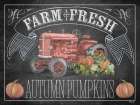 Autumn Tractor Chalkboard Horizontal Art Print