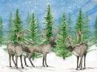 Snowy Reindeer Forest Horizontal Art Print