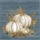 Golden White Pumpkins I - Blue Art Print