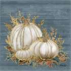 Golden White Pumpkins II - Blue Art Print