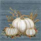 Golden White Pumpkins III - Blue Art Print